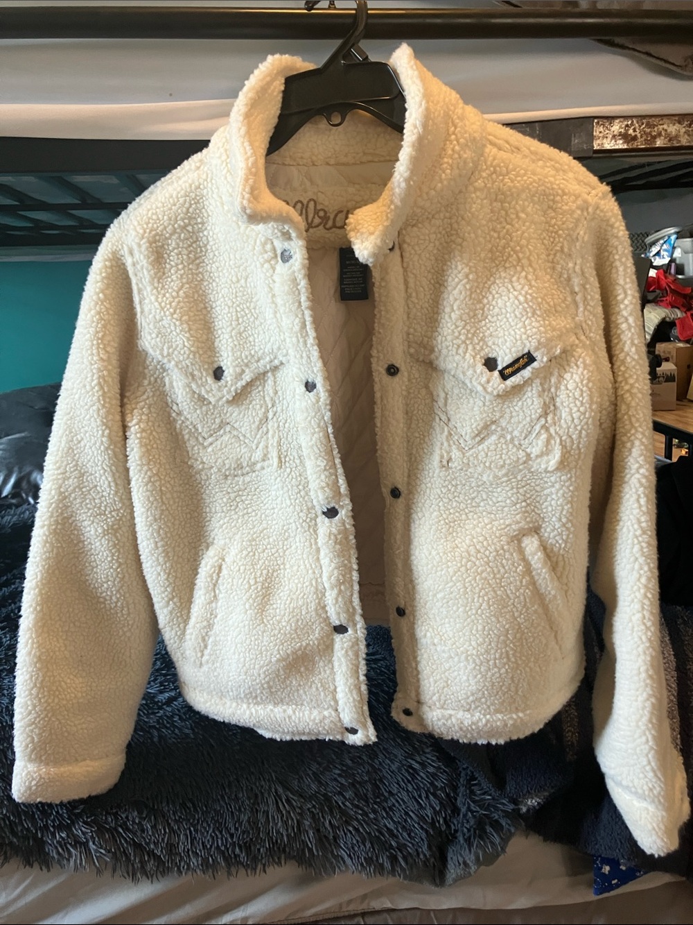 Wrangler Cream Sherpa Shirt Jacket